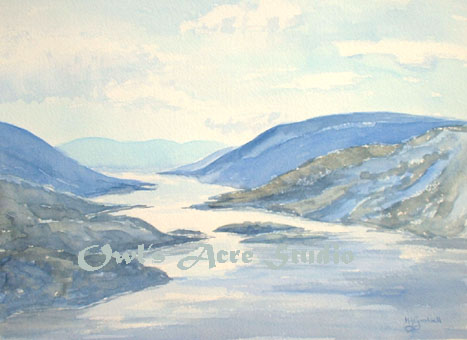 watercolour painting of Scottish Loch