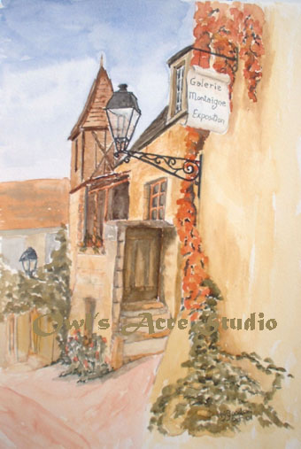 watercolour painting of Sarlat, France